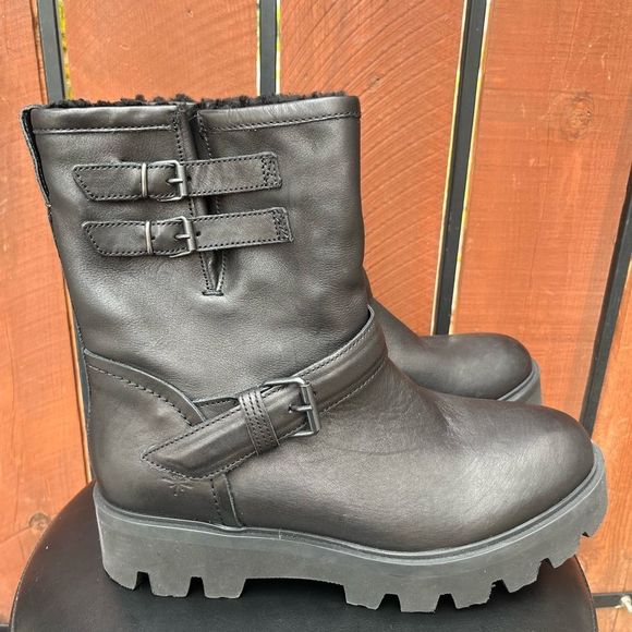Ross & SNOW Lucky Leather Moto Boot Shearling size 9 - Picture 2 of 7